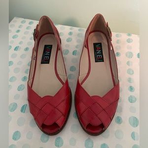 Vaneli Red Peep-Toe Flats